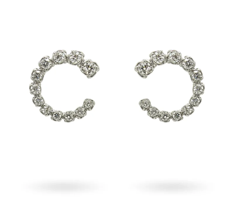 Rococo style earrings-White Gold and Diamond Swirl Earrings