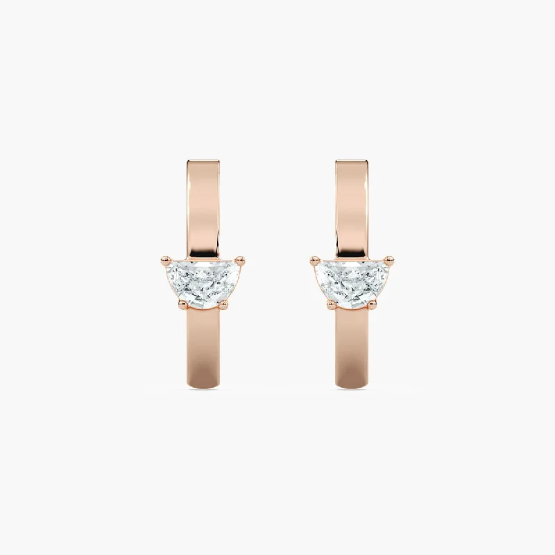 Rich tier earrings-Half Moon Lab Grown Diamond Cuff Earrings