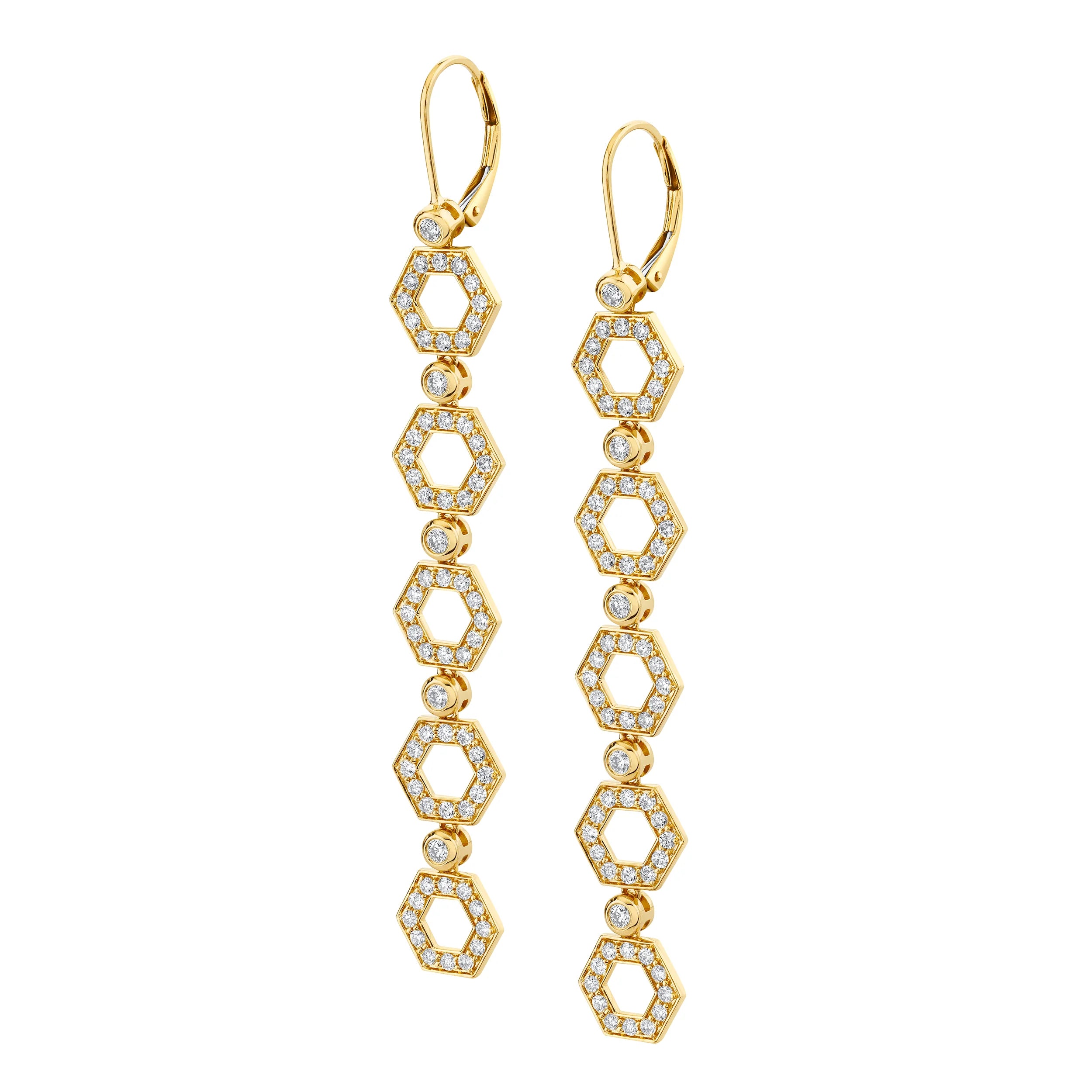 Straw style earrings-Pavé Hex Long Infinity Earrings