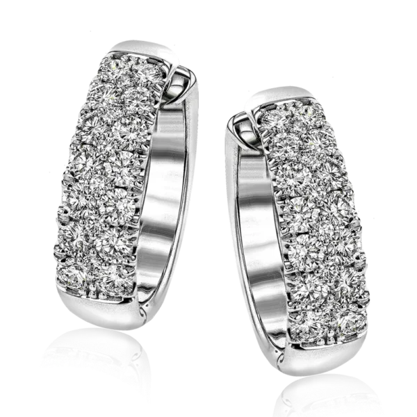 Light clay earrings-18K White Gold Diamond Earrings