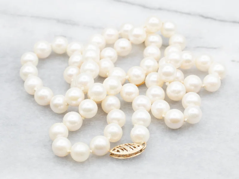 Regal diamond necklaces-Vintage Saltwater Pearl Beaded Necklace