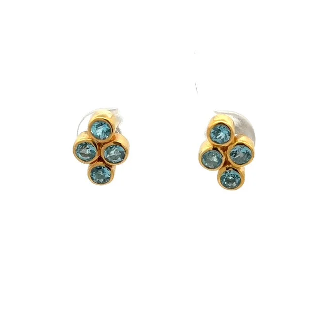 Iolite stud earrings-Blue Topaz Stud Earrings