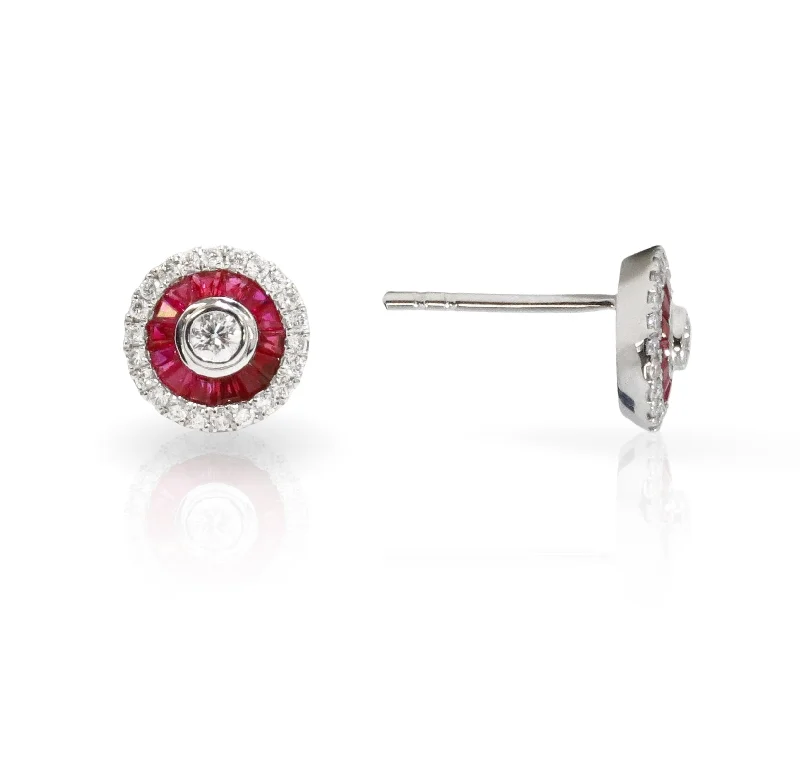 Rich statement earrings-Ruby and Diamond Earrings