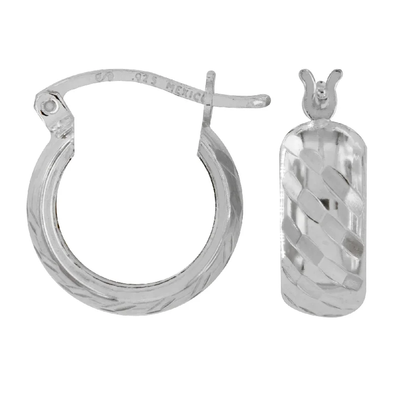 Curved drop earrings-Sterling Silver Hoop Earrings