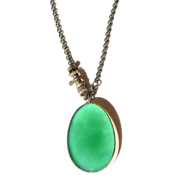 Lustrous gold necklaces-Green Onyx Necklace