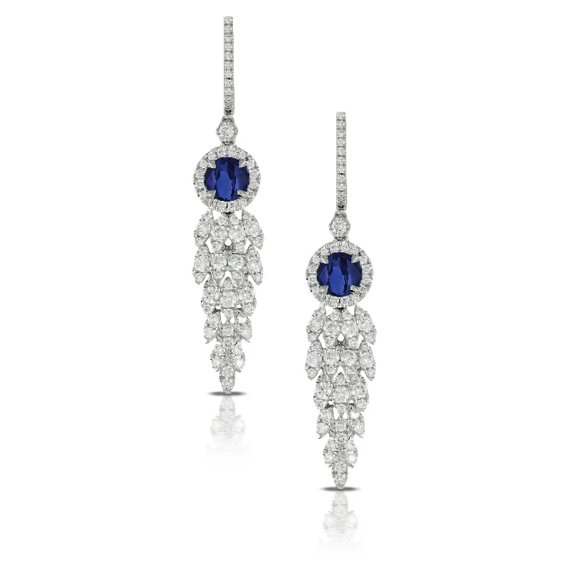 Fox wing earrings-18K White Gold Diamond and Sapphire Earring