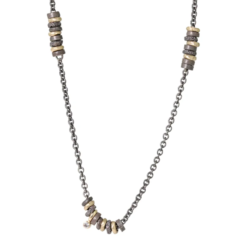 Aged style necklaces-Sliding Rings Short Layer Necklace