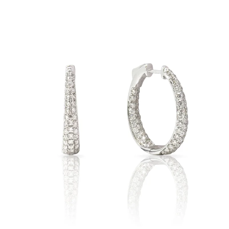 Multi-drop earrings-Tapered Pavé Diamond Hoop Earrings