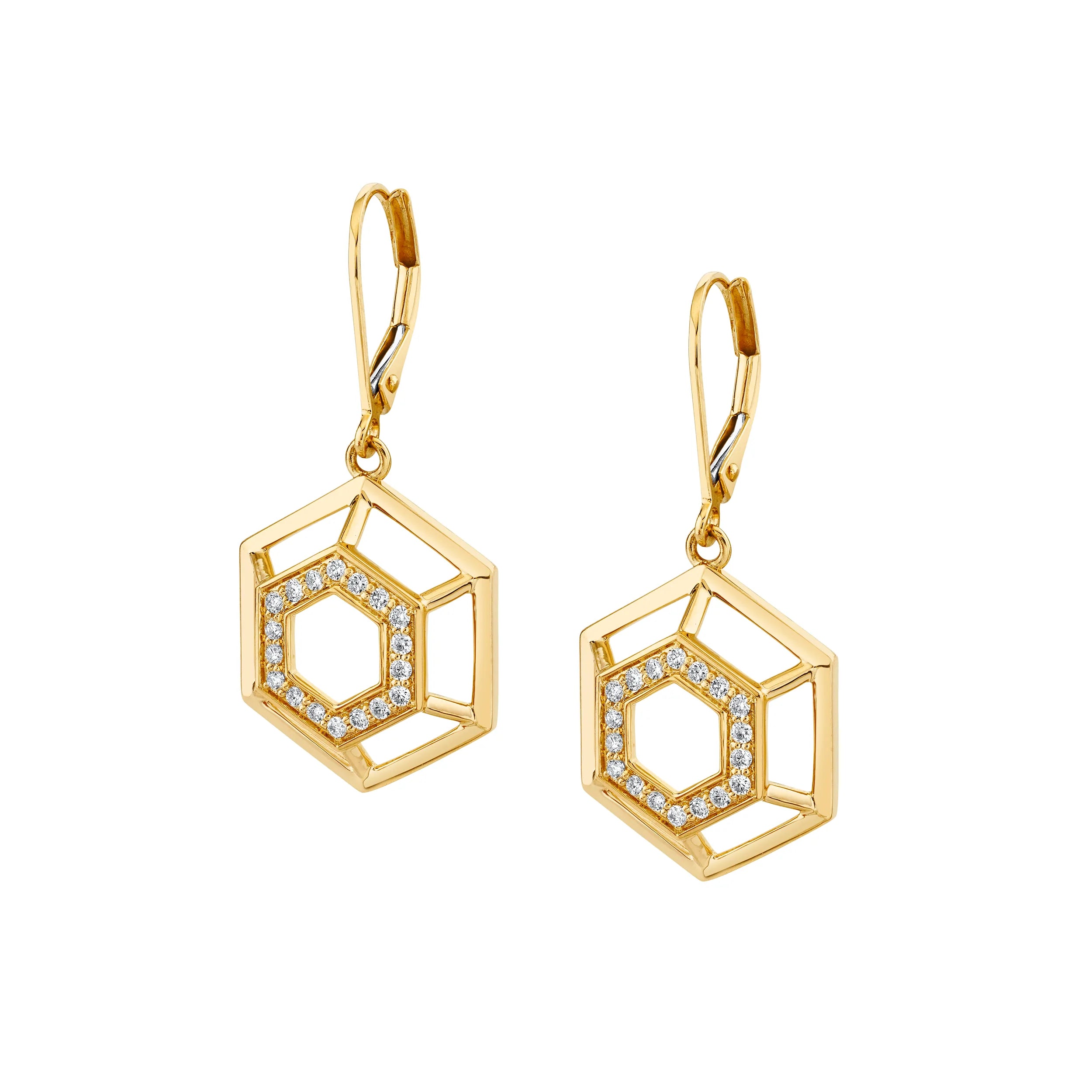 Heavy hoop earrings-Hex Truss Dangle Earrings