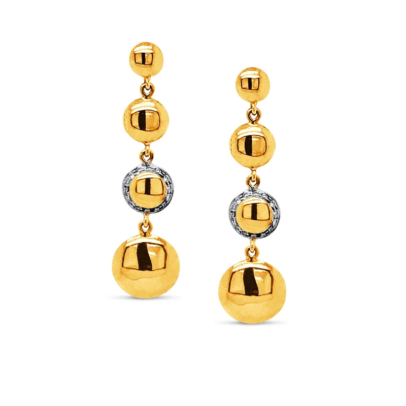 Bead weave earrings-Lente 4 Tier Diamond  Earring In 18K Rose Gold & Yellow Gold