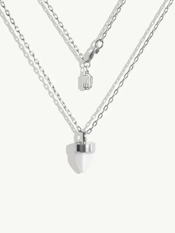 Lustrous druzy necklaces-Levant Amulet Pendant Necklace With White Agate In 18K White Gold