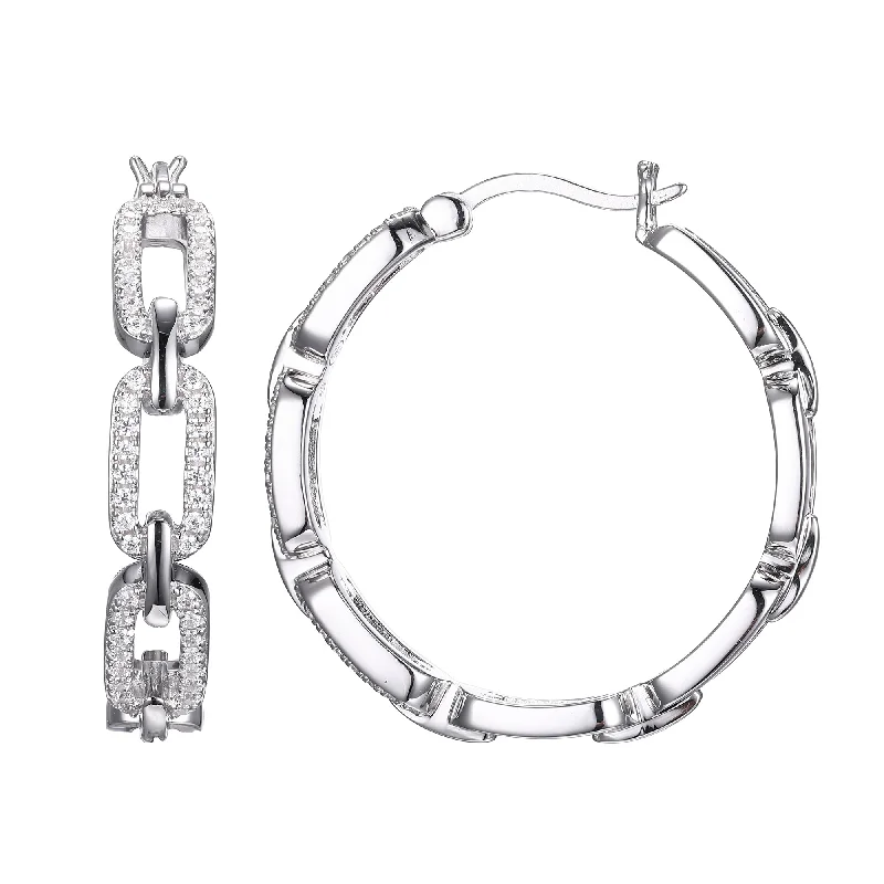 Heliodor earrings-Crystal Open Link Hoop Earrings