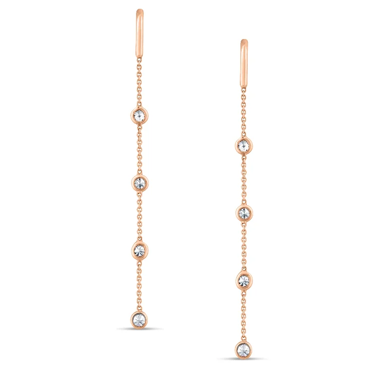 Bright gem earrings-Diamond Rd. Earring In 18K Rose Gold