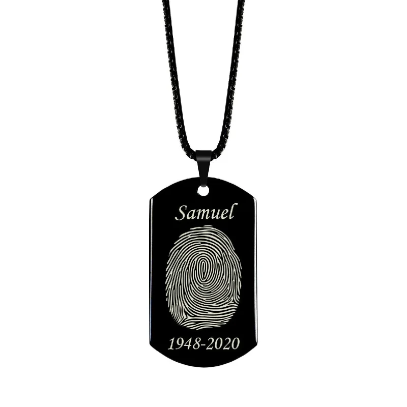 Cosmic sign necklaces-High Polished Stainless Steel Fingerprint Dog Tag Necklace