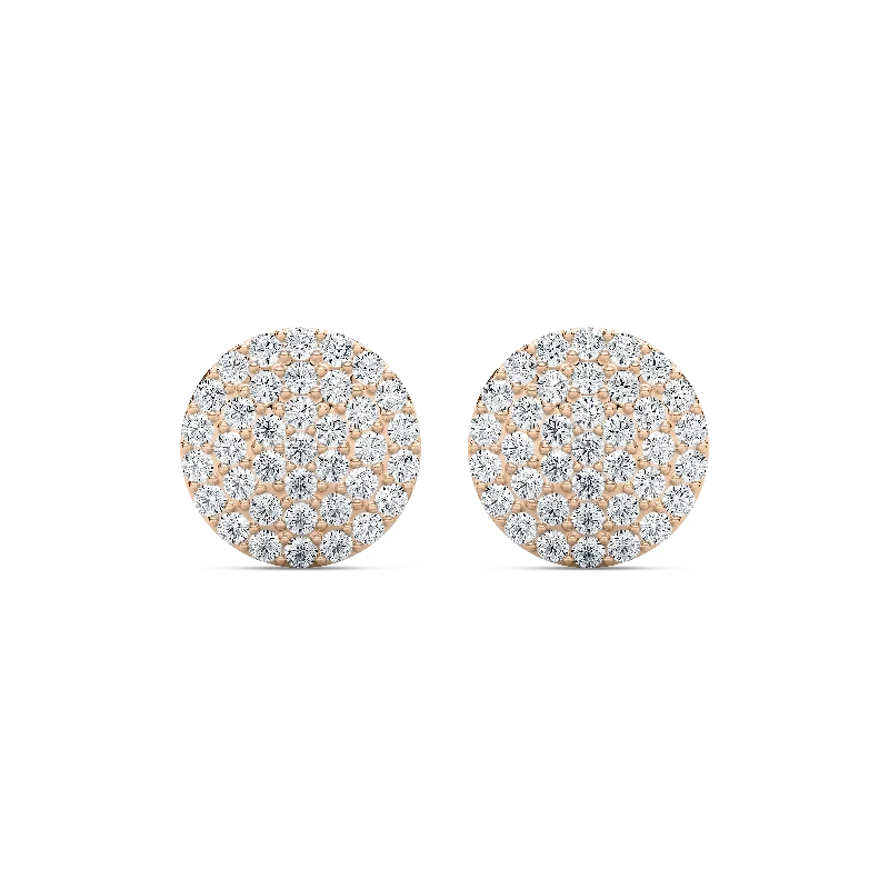 Mixed alloy earrings-Round Pave Stud Earrings