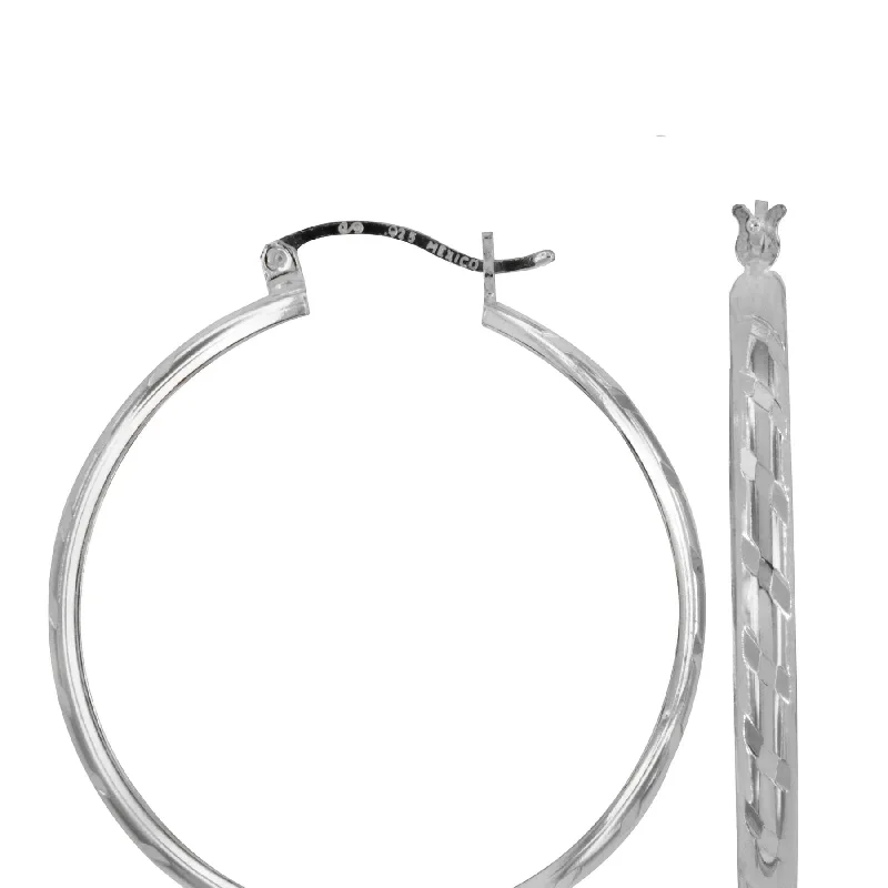 Straw style earrings-sterling Silver Hoop Earrings