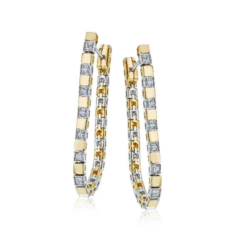 Fine drop earrings-Simon G - 18K 2-Tone Diamond Earrings