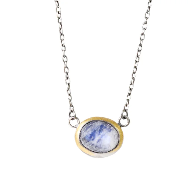 Shifted design necklaces-Petite Rainbow Moonstone Necklace