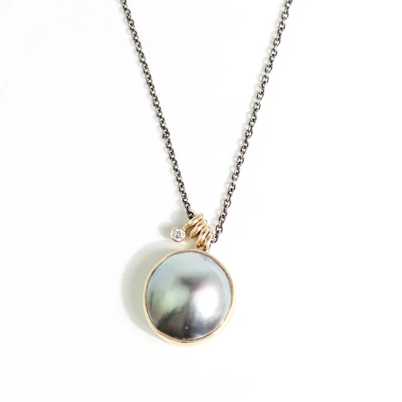 Natural woven necklaces-Tahitian Mabe Pearl Necklace