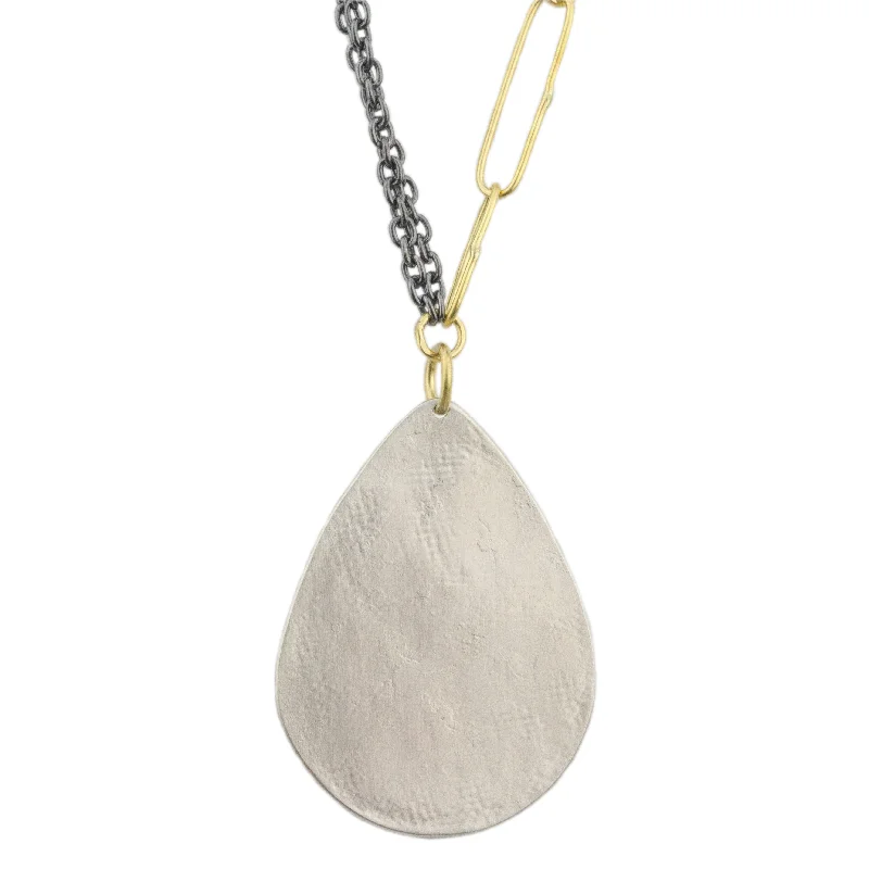 Iolite drop necklaces-Large Parchment Teardrop Link Necklace