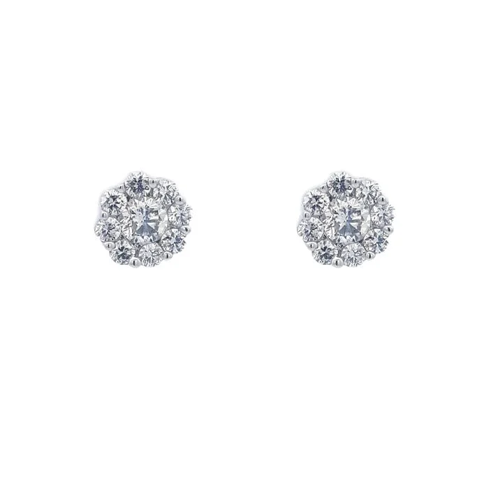 Fine bar earrings-Mountz Collection 1.0CTW Diamond Cluster Earrings in 14K White Gold