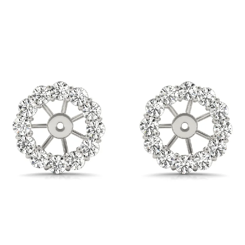 Tapered drop earrings-14K Diamond Stud Diamond Earring Jacket