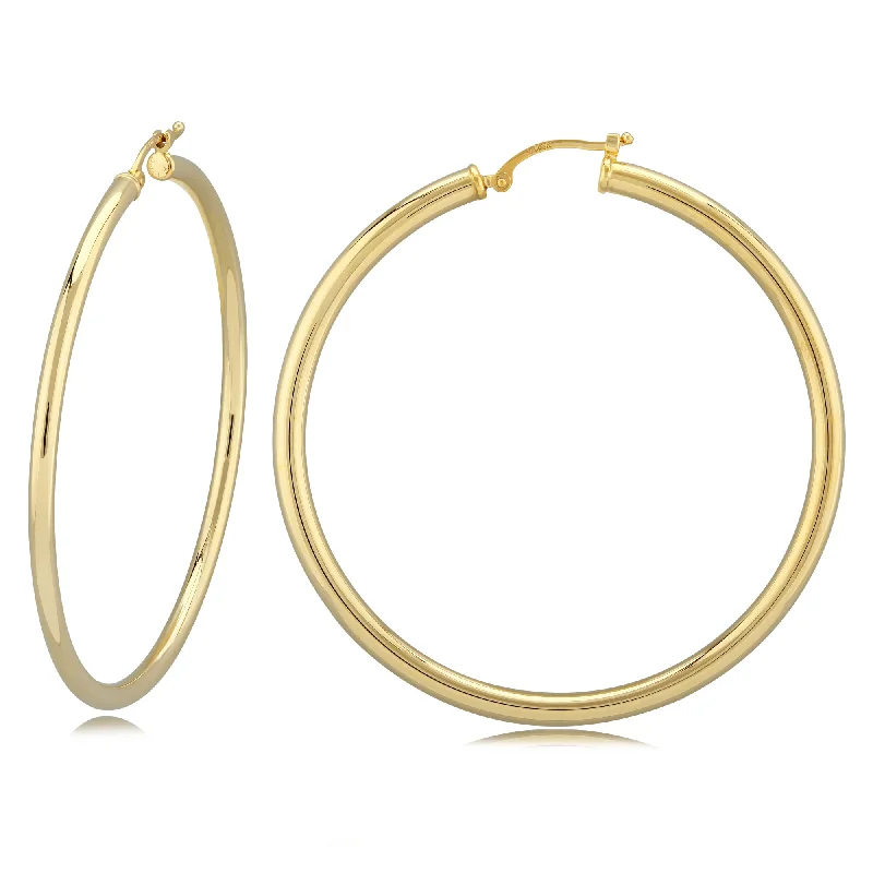 Straw style earrings-14 Karat Yellow Hoop Earrings