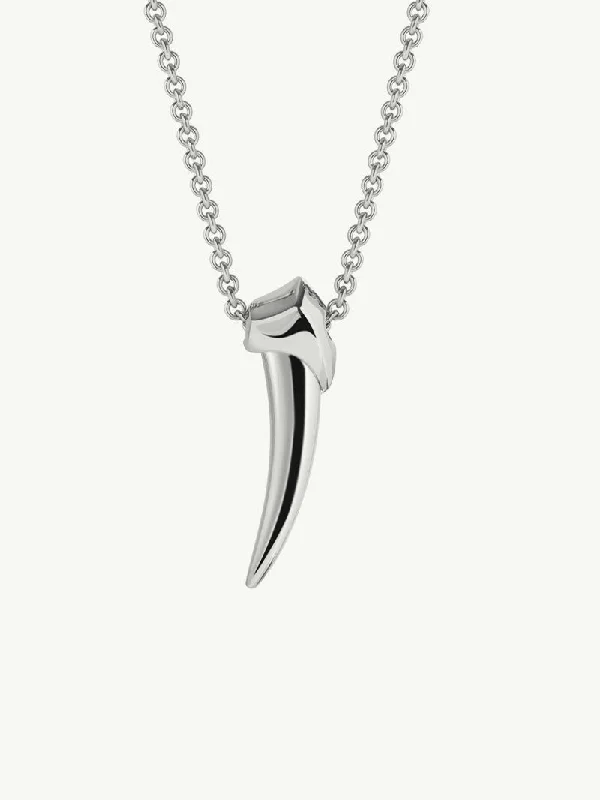 Soft enamel necklaces-Damian Brevis Horn Talisman Pendant Necklace In Sterling Silver, 36mm