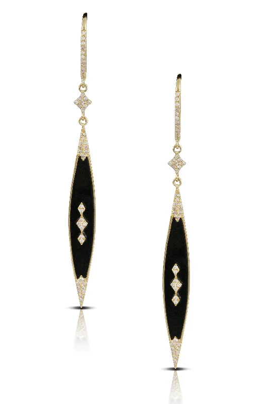 Graceful design earrings-Diamond Onyx Earrings