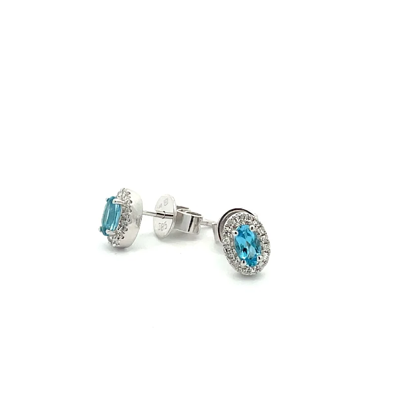 Serpentine earrings-14 Karat Blue Topaz Earrings