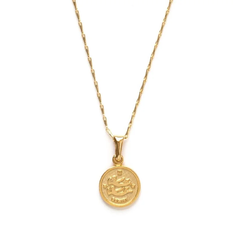 Nova charm necklaces-Women's Zodiac Medallion Charm Necklace In Gemini