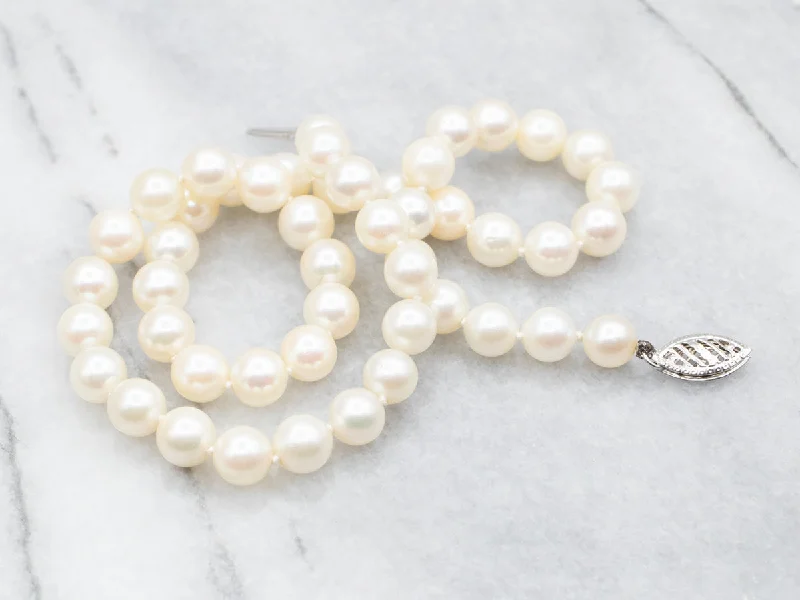 Natural woven necklaces-White Gold Saltwater Pearl Necklace