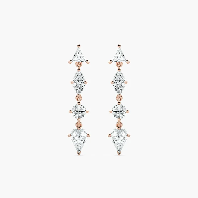 Fine bar earrings-Mixed Shape Lab Grown Diamond Dangle Earrings