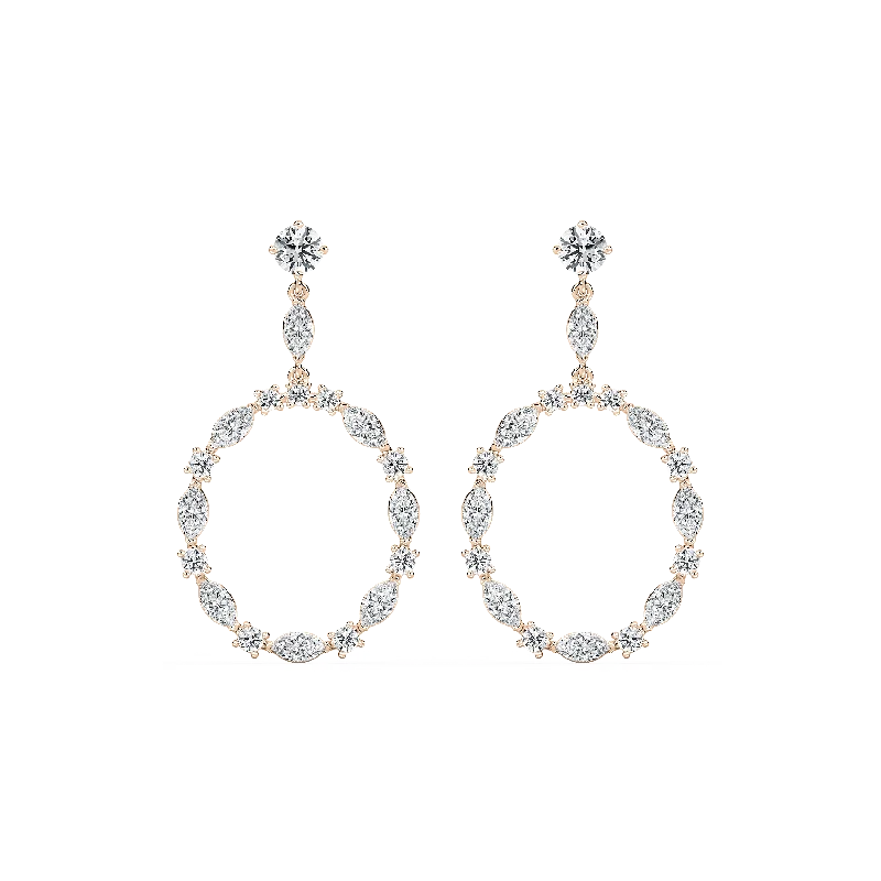 Bead weave earrings-Marquise Circle Drop Earrings