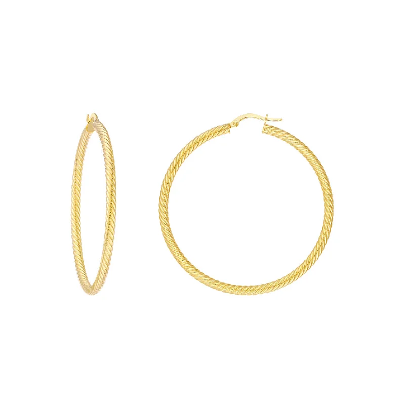 Heavy hoop earrings-14K 50mm Rope Twist Hoop Earrings