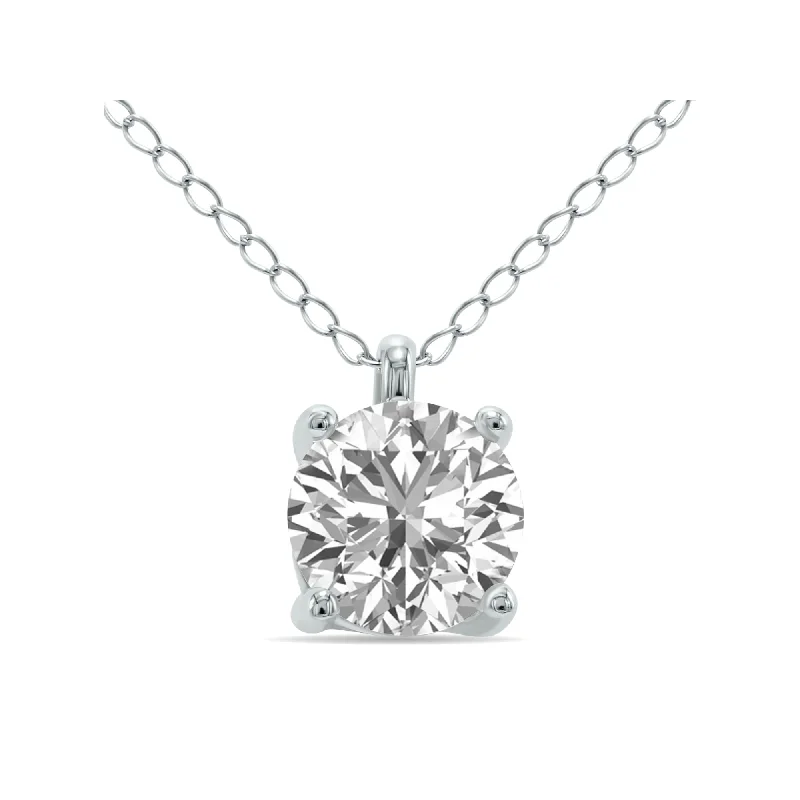 Sibling birthstone necklaces-1.25 Carat Solitaire Pendant In 14K White Gold