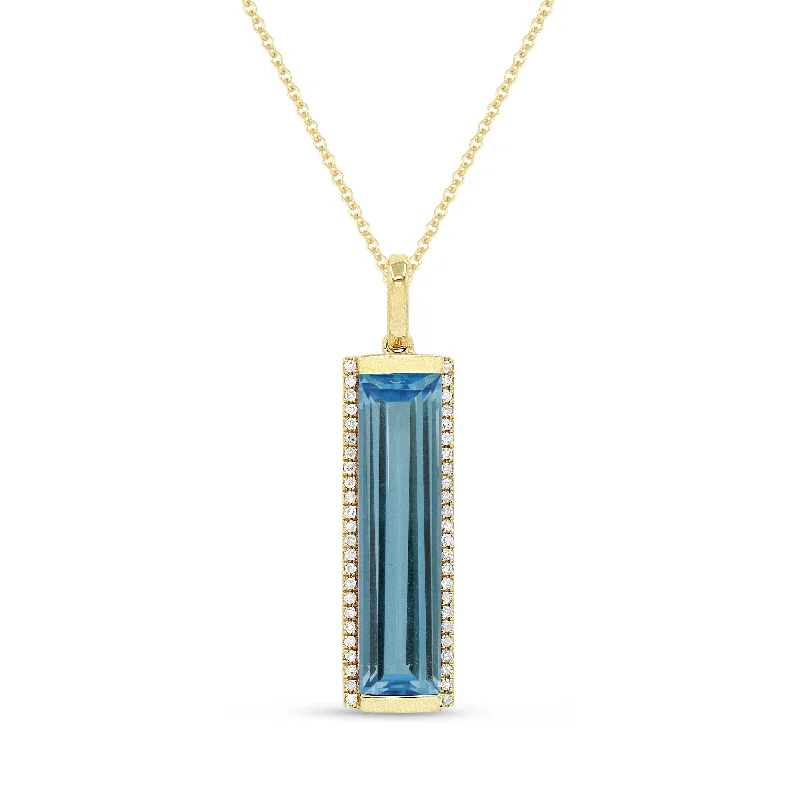 Soft beaded necklaces-Ct London Blue Topaz 16"pendant Necklace In 14K Yellow Gold