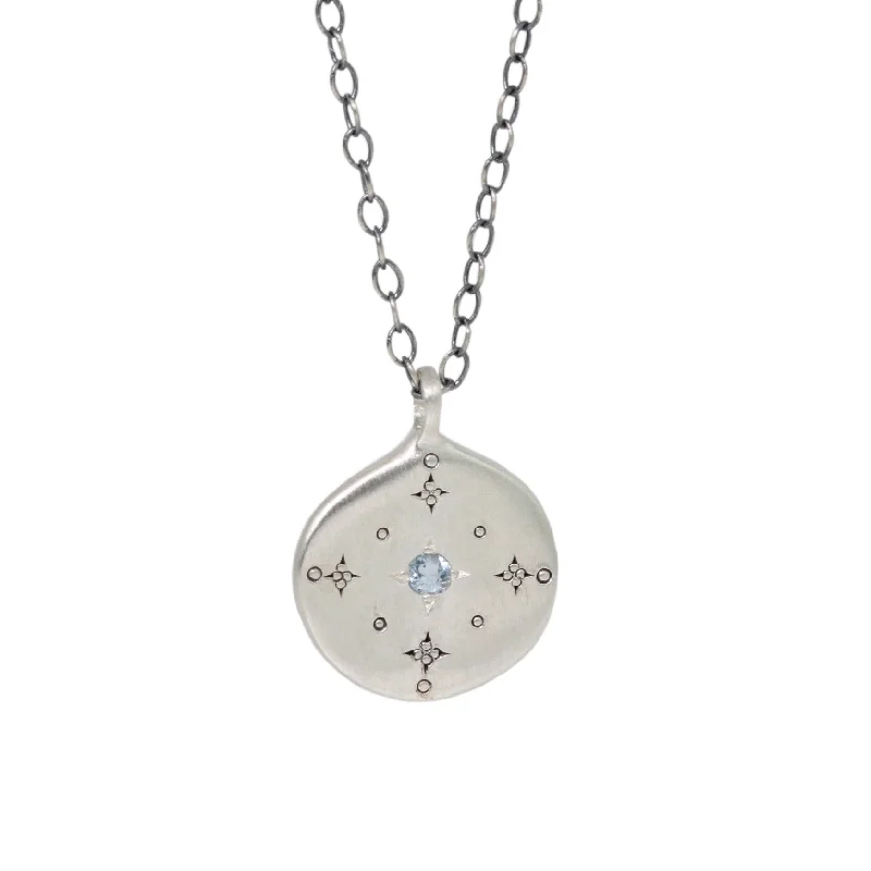 Blessed cross necklaces-New Moon Aquamarine Necklace