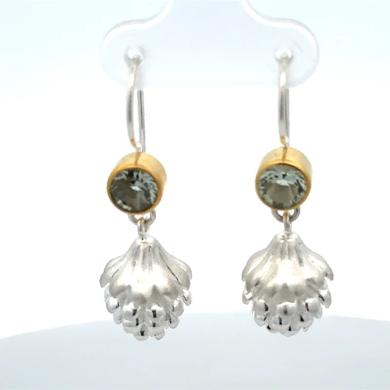 Seafoam theme earrings-Sterling Silver Praseolite Earrings