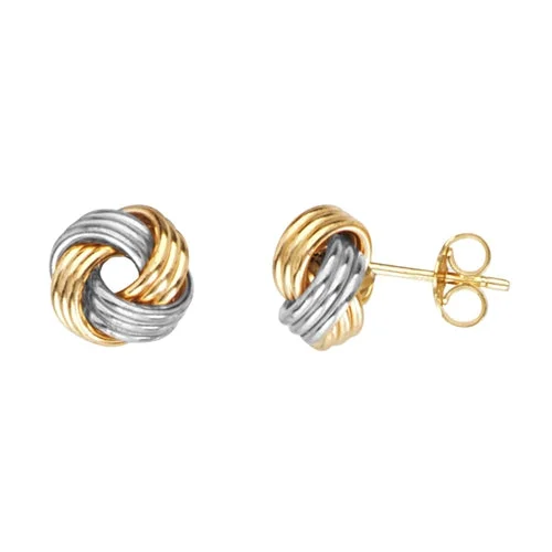 Beryl stone earrings-14K Triple Color Loveknot Stud Earring