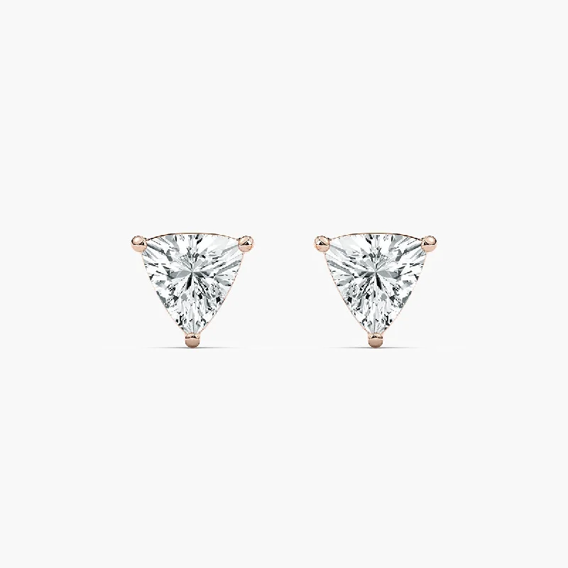 Graceful art earrings-Trillion Lab Grown Diamond Stud Earrings