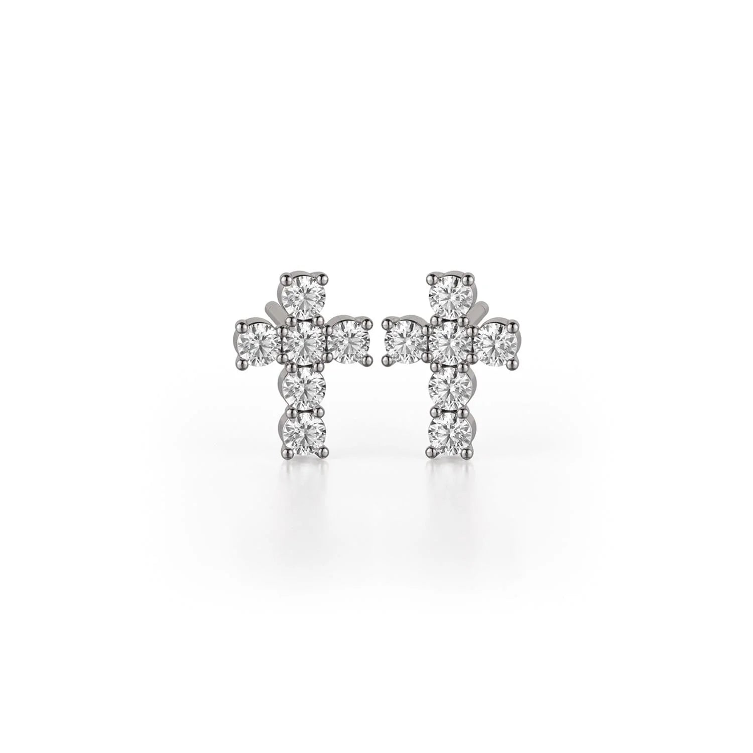 Stream drop earrings-Mini Diamond Cross Earrings