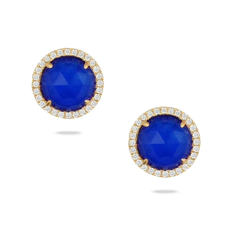 Pine wood earrings-Diamond Lapis Earrings