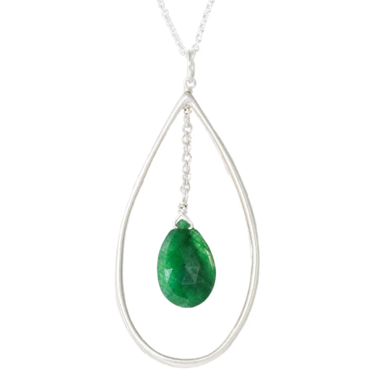 Heliodor necklaces-Drop with Emerald Necklace