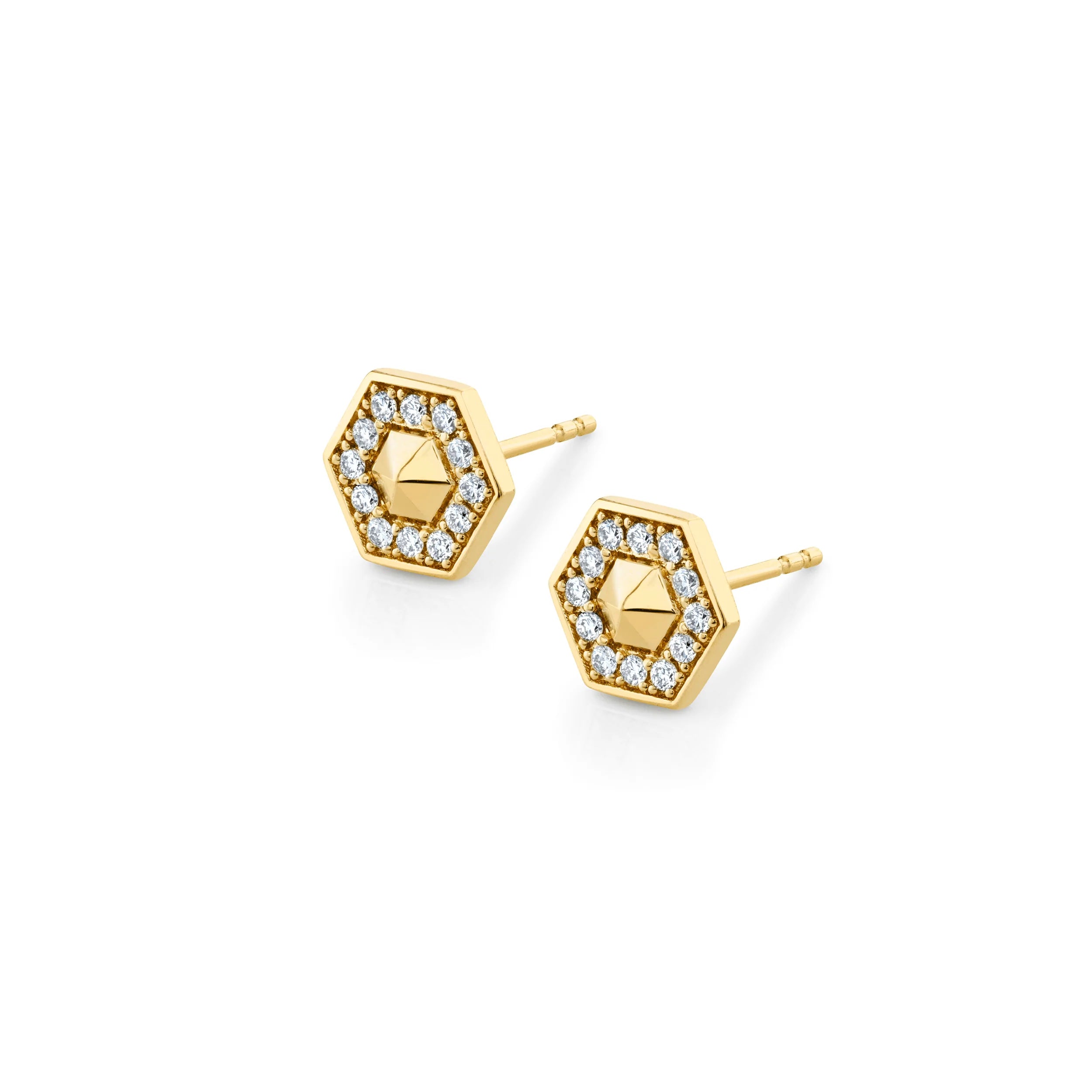 Overhand knot earrings-Mini Hex Studs