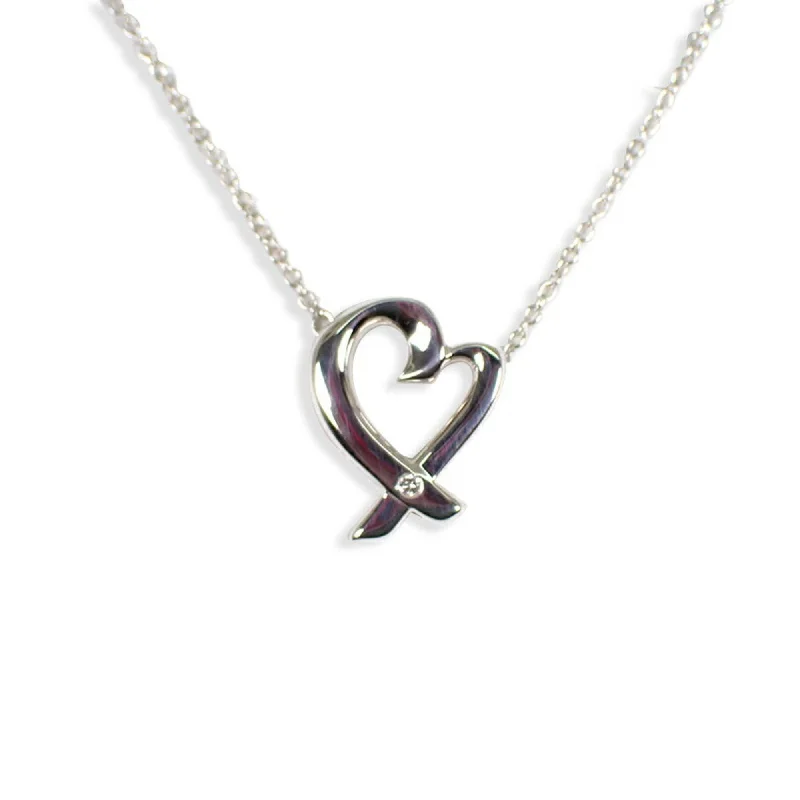 Woven cord necklaces-Tiffany Loving Heart Sterling  925 Pendant Necklace (Pre-Owned)