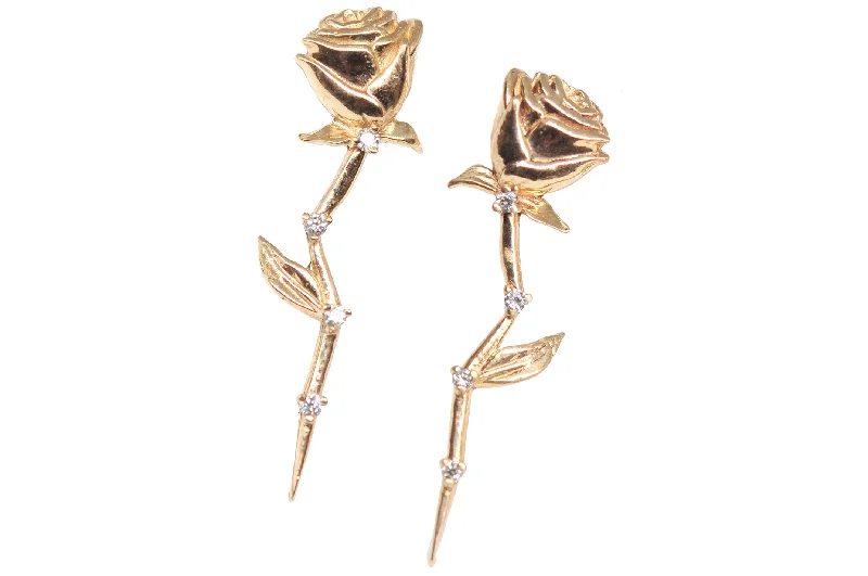 Curved stud earrings-Celestial Rose Earring