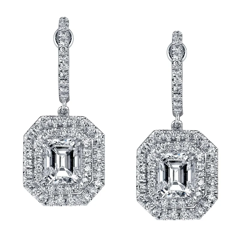 Fine drop earrings-Emerald Cut Diamond Drop Earrings