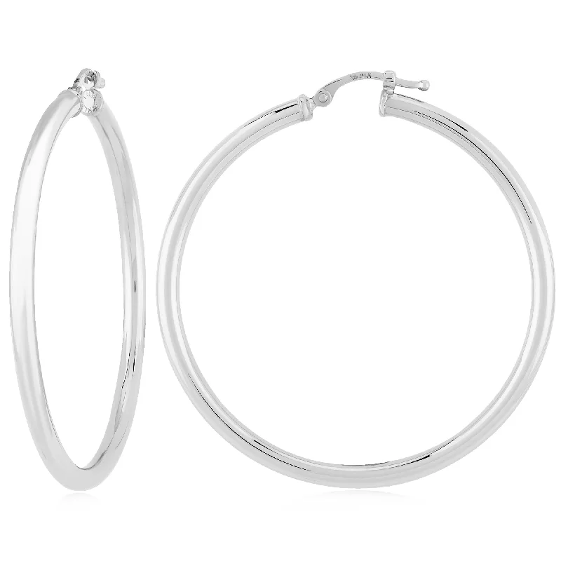 Twist loop earrings-14 Karat White Earrings