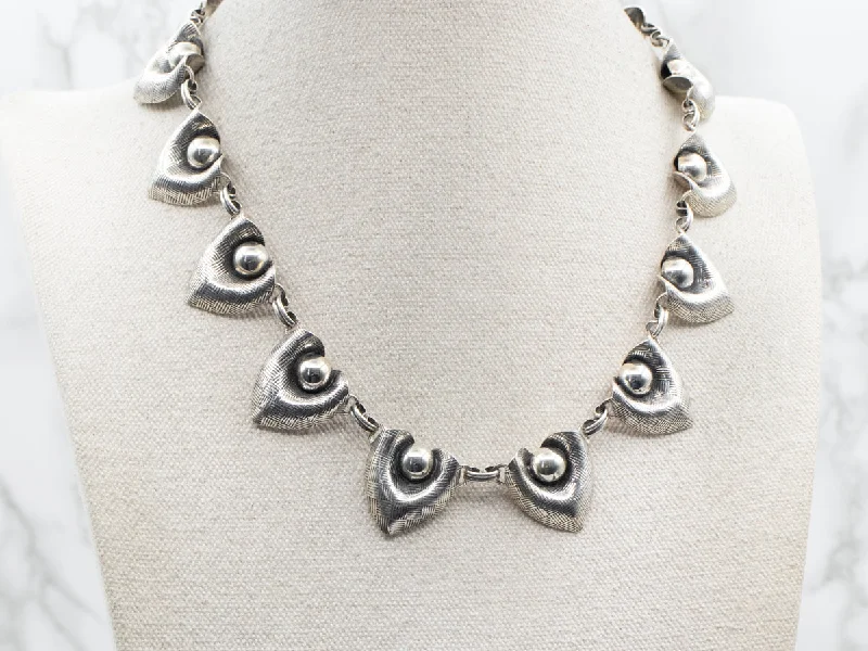 Tribal coin necklaces-Sterling Silver Curved Triangle Link Adjustable Necklace